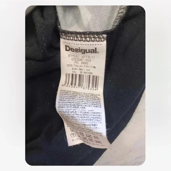 Desigual Geometric V Neck Stretch Earth Tones Too Size XXL - Picture 4 of 8